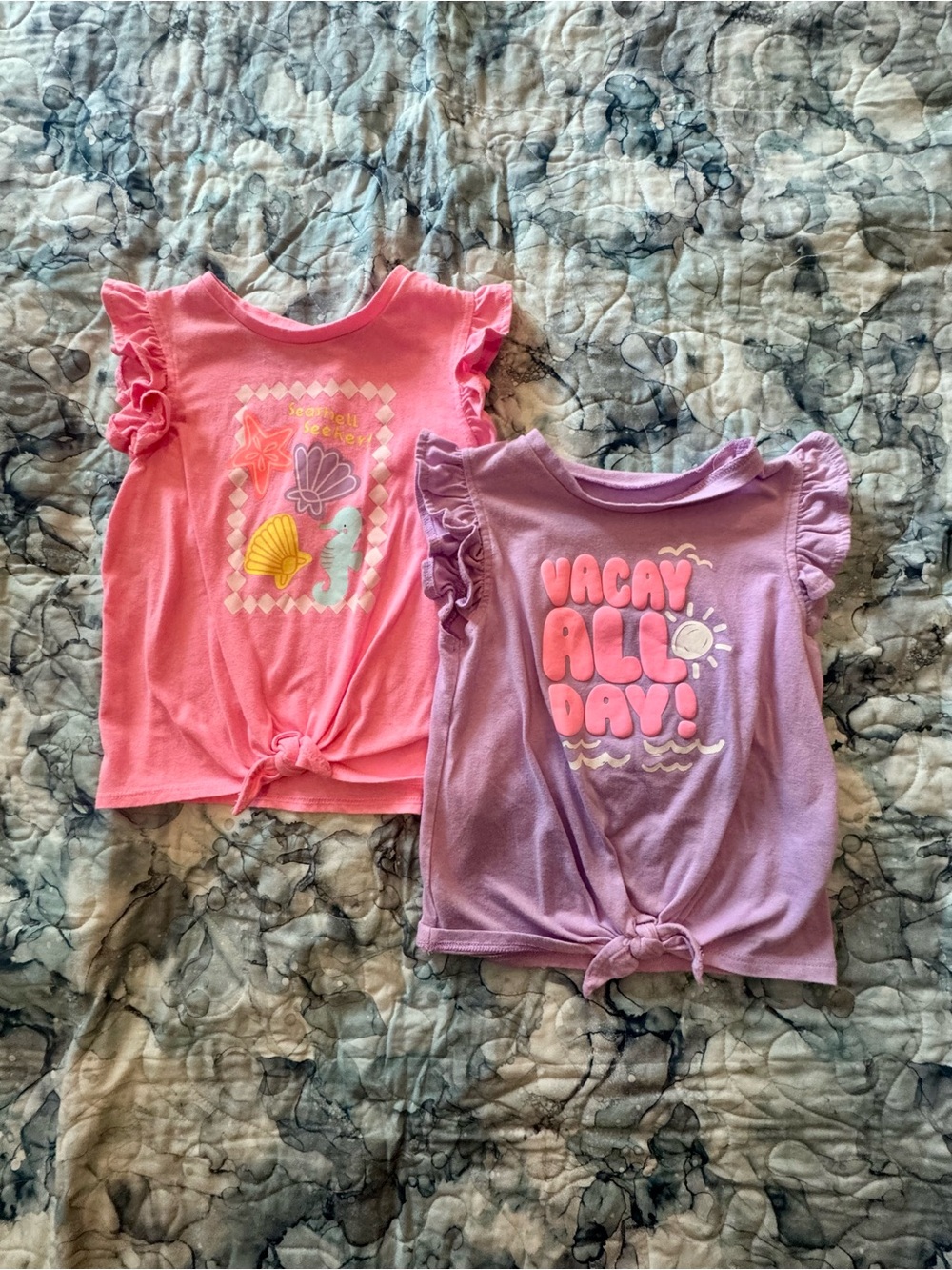Girls' Pink and Purple Tie-Front Ruffle Sleeve Set